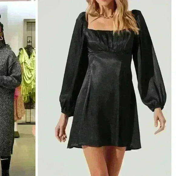 ASTR THE LABEL- NWT  Long Sleeve Satin Minidress Sz Small- Pink - Picture 3 of 9